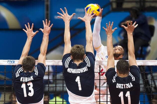 Volei Franca x Polonia RIO DE JANEIRO, Brazil - 18 07 2015: VOLLEYBALL FRANCE X POLAND - Ngapeth, Kubiak, Nowakowski and Drzyzga France-Poland during the semifinal of the World Volleyball League in Maracan?zinho. This game is part of the Rio2016 Olympic test event in Rio de Janeiro. (Photo: Celso Pupo FotoArena)  CelsoxPupo