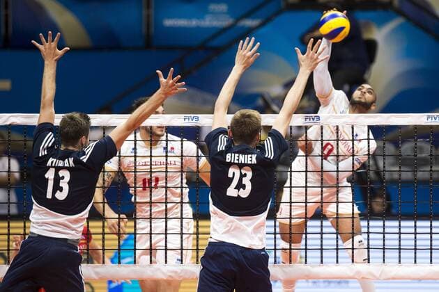 Volei Franca x Polonia RIO DE JANEIRO, Brazil - 18 07 2015: VOLLEYBALL FRANCE X POLAND - Ngapeth, Bieniek and Kubiak during France-Poland for the semifinal of the World Volleyball League in Maracan?zinho. This game is part of the Rio2016 Olympic test event in Rio de Janeiro. (Photo: Celso Pupo FotoArena)  CelsoxPupo