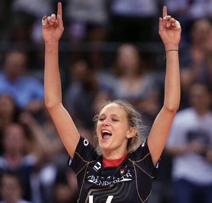 Stuttgart , Volleyball World Grand Prix Deutschland vs. Serbien, Margareta Kozuch (GER) freut sich