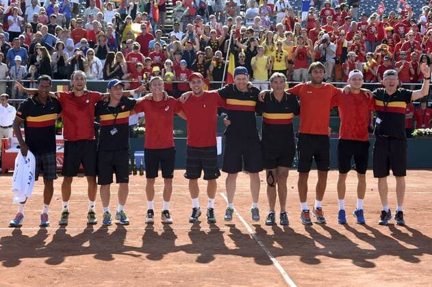 Joie des Belges - Equipe TENNIS : Belgique vs Canada - Coupe Davis - 1 4 - 18 07 2015 PhotoNews Panoramic 
