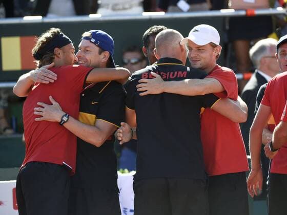 Joie des Belges - Equipe TENNIS : Belgique vs Canada - Coupe Davis - 1 4 - 18 07 2015 PhotoNews Panoramic 