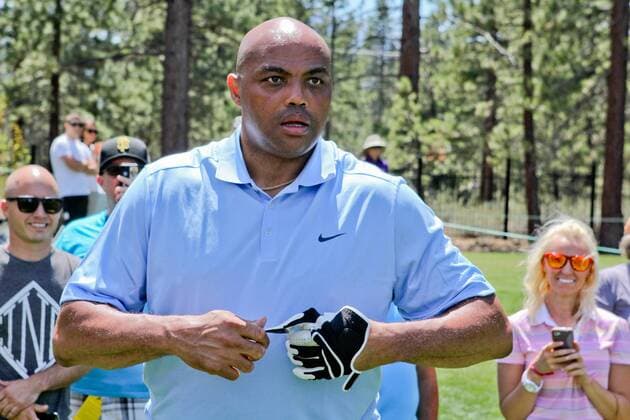 Jul 18, 2015 - South Lake Tahoe, California, U.S. - Using his club for a cane just a couple days away from surgery, NBA Basketball Herren USA star, CHARLES BARKLEY played in the American Century Championship Celebrity golf held at the Edgewood golf course on the shore of South Lake Tahoe. Golf 2015 - American Century Celebrity Championship - ZUMAa07_