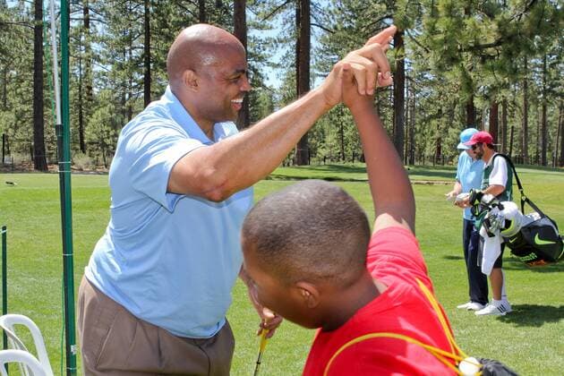 Jul 18, 2015 - South Lake Tahoe, California, U.S. - Using his club for a cane just a couple days away from surgery, NBA Basketball Herren USA star, CHARLES BARKLEY played in the American Century Championship Celebrity golf held at the Edgewood golf course on the shore of South Lake Tahoe. Golf 2015 - American Century Celebrity Championship - ZUMAa07_