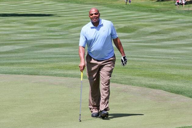 Jul 18, 2015 - South Lake Tahoe, California, U.S. - Using his club for a cane just a couple days away from surgery, NBA Basketball Herren USA star, CHARLES BARKLEY played in the American Century Championship Celebrity golf held at the Edgewood golf course on the shore of South Lake Tahoe. Golf 2015 - American Century Celebrity Championship - ZUMAa07_