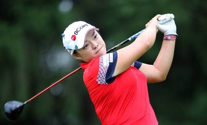 July 18, 2015 - Sylvania, Ohio, USA - Ha Na Jang of South Korea follows her shot down the fairway at the 18th tee during the third round of the Marathon LPGA Golf Damen Classic golf tournament at Highland Meadows Golf Club in Sylvania, Ohio, Saturday, July 18, 2015. Marathon Classic  - ZUMAn230
