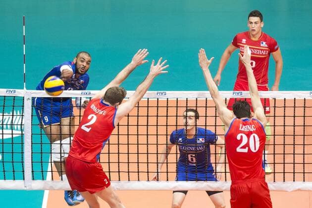 Volei Servia X Franca RIO DE JANEIRO, Brazil - 07 19 2015: VOLLEYBALL SERBIA X FRANCE - Ngapeth, Uros Kovacevic and Lusinac during Servia X France by the end of the World Volleyball League in Maracan?zinho Gymnasium. (Photo: Celso Pupo FotoArena)  CelsoxPupo