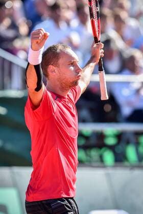 - MIDDELKERKE, BELGIUM: Belgian Steve Darcis celebrates after winning the fifth game between Belgian Steve Darcis and Canadian Filip Peliwo at the Davis Cup quarter final World Group meeting between Belgium and Canada, Sunday 19 July 2015 in Middelkerke. Belgium won and qualified for the semi-finals. LUCxCLAESSEN  x04667296x