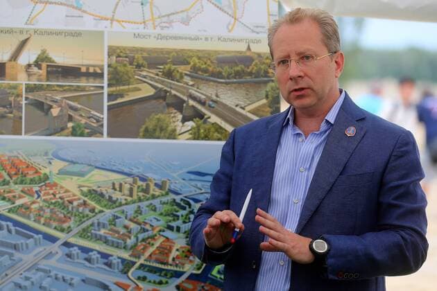 KALININGRAD, RUSSIA. JULY 19, 2015. Kaliningrad Region s deputy governor Alexander Rolbinov at the unveiling of a scale model of Arena Baltika stadium which is currently under construction on Oktyabrsky Island in the town of Kaliningrad. The stadium is to host some football matches of the 2018 FIFA World Cup WM Weltmeisterschaft Fussball Sergei Fadeichev TASS  TS007F86