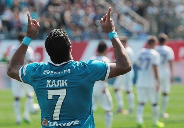 ST PETERSBURG, RUSSIA. JULY 19, 2015. Zenit St Petersburg s Hulk celebrates a goal against Dynamo Moscow in their Russian Premier Leauge 2015 2016 Season Round 1 football match at Petrovsky Stadium. Zenit St Petersburg won the game 2-1. Anatoly Medved TASS  TS007F63