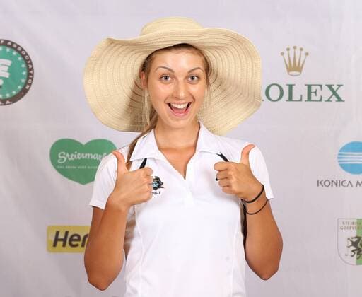 Aktuell Golf Damen, International European Ladies Amateur Championship - Fotoshooting GOLF - IELAC 2015, photo shoot FROHNLEITEN,AUSTRIA,20.JUL.15 - GOLF - EGA, European Golf Association, International European Ladies Amateur Championship, GC Murhof, photo shooting. Image shows Dominika Czudkova (CZE). GEPAxpictures xChristianxWalgram