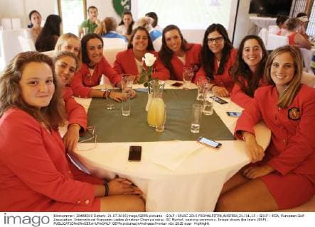 GOLF - IELAC 2015 FROHNLEITEN,AUSTRIA,21.JUL.15 - GOLF - EGA, European Golf Association, International European Ladies Amateur Championship, GC Murhof, opening ceremony. Image shows the team (ESP). GEPAxpictures xAndreasxPranter