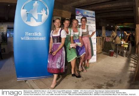 TENNIS - WTA Tennis Damen Nuernberger Gastein Ladies BAD GASTEIN,AUSTRIA,21.JUL.15 - TENNIS - WTA Tour, Nuernberger Gastein Ladies, players party. Image shows Sandra Reichel, Barbara Haas, Patricia Mayr-Achleitner (AUT) and Judith Wiesner-Floimair. GEPAxpictures xMatthiasxHauer