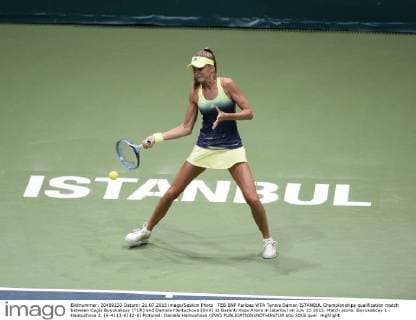 TEB BNP Paribas WTA Tennis Damen ISTANBUL Championships qualification match between Cagla Buyukakcay (TUR) and Daniela Hantuchova (SVK) at Garanti Koza Arena in Istanbul on July 21 2015. Match score: Buyukakcay 1 - Hantuchova 2. (6-4) (3-6) (2-6) Pictured: Daniela Hantuchova (SVK) 