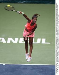 TEB BNP Paribas WTA Tennis Damen ISTANBUL Championships qualification match between Cagla Buyukakcay (TUR) and Daniela Hantuchova (SVK) at Garanti Koza Arena in Istanbul on July 21 2015. Match score: Buyukakcay 1 - Hantuchova 2. (6-4) (3-6) (2-6) Pictured: Cagla Buyukakcay (TUR) 