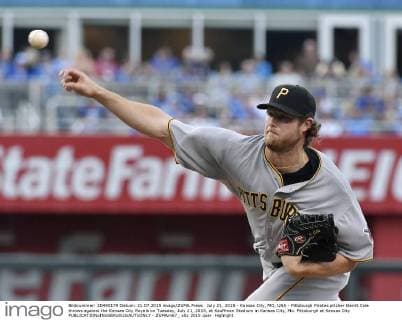 July 21, 2015 - Kansas City, MO, USA - Pittsburgh Pirates pitcher Gerrit Cole throws against the Kansas City Royals on Tuesday, July 21, 2015, at Kauffman Stadium in Kansas City, Mo. Pittsburgh at Kansas City - ZUMAm67_