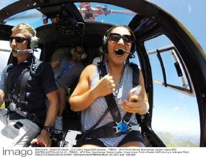 TENNIS - WTA Tennis Damen Nuernberger Gastein Ladies BAD GASTEIN,AUSTRIA,22.JUL.15 - TENNIS - WTA Tour, Nuernberger Gastein Ladies. Image shows Tamira Paszek (AUT) during a helicopter flight. GEPAxpictures xMatthiasxHauer