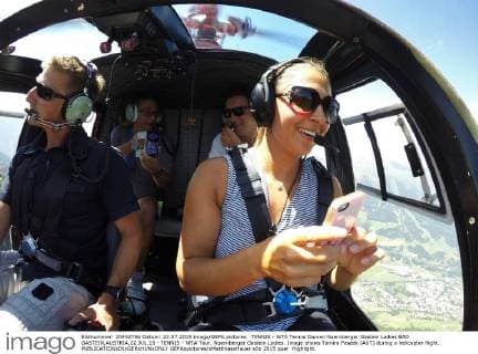 TENNIS - WTA Tennis Damen Nuernberger Gastein Ladies BAD GASTEIN,AUSTRIA,22.JUL.15 - TENNIS - WTA Tour, Nuernberger Gastein Ladies. Image shows Tamira Paszek (AUT) during a helicopter flight. GEPAxpictures xMatthiasxHauer