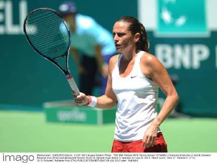 TEB BNP Paribas WTA Tennis Damen ISTANBUL Championships day 2 match between Roberta Vinci (ITA) and Alexandra Panova (RUS) at Garanti Koza Arena in Istanbul on July 22 2015. Match score: Vinci 2 - Panova 0. (7-6) (6-3) Pictured: Roberta Vinci (ITA) 