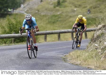 NIBALI Vincenzo of Astana Pro Team - FROOME Christopher of Team Sky during the stage 17 of the 102nd edition of the Tour de France 2015 with start in Digne-Les-Bains and finish in Pra Loup, France (161 kms) CYCLISME : Tour de France 2015 - Etape 17 - Digne-Les-Bains Pra Loup - 22 07 2015 PHOTONEWS PANORAMIC 