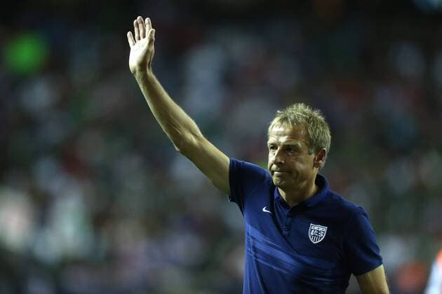 22 July 2015: United States head coach Jurgen Klinsmann (GER) waives to the crowd as he leaves the field. The United States Men s national team Nationalteam played the Jamaica Men s National Team at the Georgia Dome in Atlanta, Georgia in a 2015 CONCACAF Gold Cup semifinal match. Jamaica won the game 2-1. SOCCER: JUL 22 CONCACAF Gold Cup - Semifinals - USA v Jamaica Icon918150722021 EDITORIAL USE ONLY