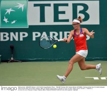 TEB BNP Paribas WTA Tennis Damen ISTANBUL Championships day 23 match between Alize Cornet (FRA) and Kirsten Flipkens (BEL) at Garanti Koza Arena in Istanbul on July 23 2015. Match score: Cornet 1 - Flipkens 2. (6-2)(1-6) (2-6) Pictured: Kirsten Flipkens (BEL) 