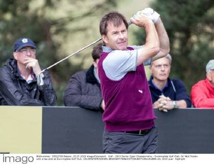 Golf - 2015 Senior Open Championship - Sunningdale Golf Club. Sir Nick Faldon with a tee shot at Sunningdale Golf Club. COLORSPORT DANIEL BEARHAM 