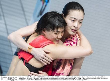 SHI Tingmao and WU Minxia CHN gold medal Diving - Women s 3m Springboard final Day 02 25 07 2015 XVI FINA World Championships Aquatics Swimming Kazan Tatarstan RUS July 24 - Aug. 9 2015 giorgioxscala