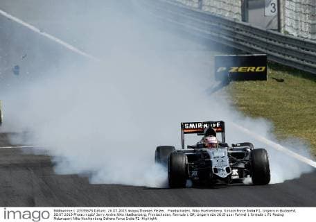 Frontschaden, Niko Huelkenberg, Sahara Force India F1, Ungarn in Budapest, 26.07.2015 Photo:mspb Jerry Andre Niko Huelkenberg, Frontschaden, formula 1 GP, Ungarn