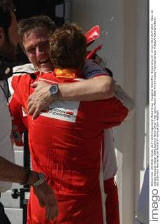 Hungarian Grand Prix, Hungaroring 23 - 26 July 2015 26.07.2015 - Race, 1st position Sebastian Vettel (GER) Scuderia Ferrari SF15-T with James Allison (GBR) Ferrari Chassis Technical Director 
