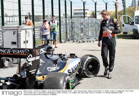 Niko Huelkenberg, Sahara Force India F1, Crash, Ungarn in Budapest, 26.07.2015 Photo:mspb Jerry Andre Niko Huelkenberg, Crash, formula 1 GP, Ungarn