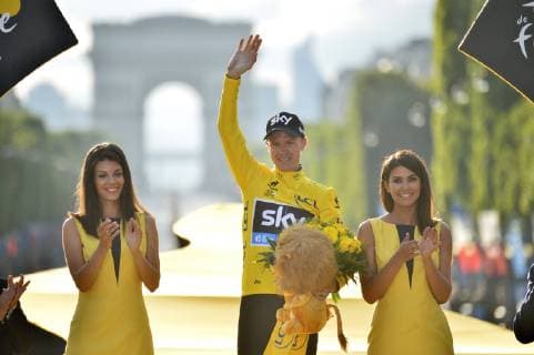 FROOME Christopher of Team Sky pictured during the final podium ceremony after stage 21 of the 102nd edition of the Tour de France 2015 with start in Sevres - Grznd Paris Seine Ouest and finish in Paris - Champs-Elysees, France (109,5 kms) CYCLISME : Tour de France 2015 - Stage 21 - Seves Paris - 26 07 2015 PHOTONEWS PANORAMIC 