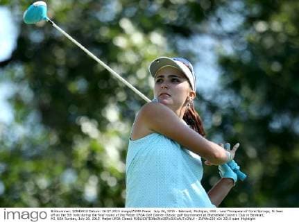 July 26, 2015 - Belmont, Michigan, USA - Lexi Thompson of Coral Springs, FL tees off on the 5th hole during the final round of the Meijer LPGA Golf Damen Classic golf tournament at Blythefield Country Club in Belmont, MI, USA Sunday, July 26, 2015. Meijer LPGA Classic  - ZUMAn230