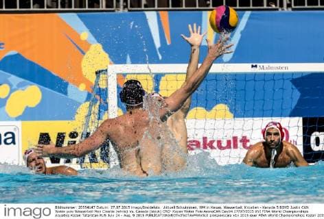 Aktuell Schwimmen, WM in Kasan, Wasserball, Kroatien - Kanada 5 BOYD Justin CAN Water polo Wasserball Men Croatia (white) Vs. Canada (black) CRO- Kazan Water Polo ArenaCAN Day04 27 07 2015 XVI FINA World Championships Aquatics Kazan Tatarstan RUS July 24 - Aug. 9 2015 giorgioxscala