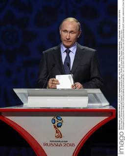 July 25, 2015. - Russia, Saint Petersburg. - Preliminary Draw for the 2018 FIFA World Cup WM Weltmeisterschaft Fussball in the Constantine Palace, Strelna. In picture: Russian President Vladimir Putin. PhotoagencyxInterpress 