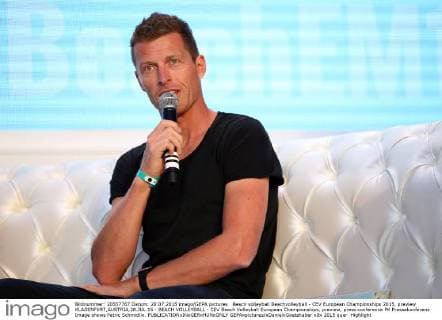 Beach volleyball Beachvolleyball - CEV European Championships 2015, preview KLAGENFURT,AUSTRIA,28.JUL.15 - BEACH VOLLEYBALL - CEV Beach Volleyball European Championships, preview, press conference PK Pressekonferenz Image shows Patric Schmidlin. GEPAxpictures xDanielxGoetzhaber