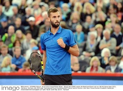 Benoit Paire (FRA) macht die Faust und feuert sich an. Bet-At-Home Open 2015, Hamburg, Germany