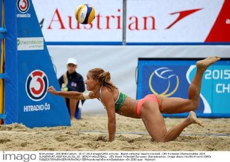 Beach volleyball Beachvolleyball - CEV European Championships 2015 KLAGENFURT,AUSTRIA,30.JUL.15 - BEACH VOLLEYBALL - CEV Beach Volleyball European Championships. Image shows Vasiliki Arvaniti (GRE). GEPAxpictures xDanielxGoetzhaber