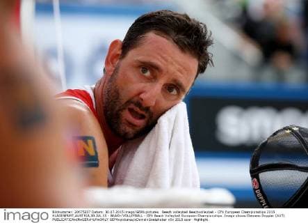 Beach volleyball Beachvolleyball - CEV European Championships 2015 KLAGENFURT,AUSTRIA,30.JUL.15 - BEACH VOLLEYBALL - CEV Beach Volleyball European Championships. Image shows Clemens Doppler (AUT). GEPAxpictures xDanielxGoetzhaber