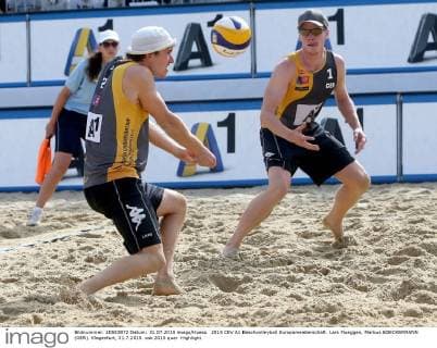 2015 CEV A1 Beachvolleyball Europameisterschaft. Lars Flueggen, Markus BOECKERMANN (GER). Klagenfurt, 31.7.2015.
