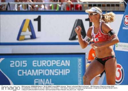 Beach volleyball Beachvolleyball - CEV European Championships 2015 KLAGENFURT,AUSTRIA,31.JUL.15 - BEACH VOLLEYBALL - CEV Beach Volleyball European Championships. Image shows Barbara Hansel (AUT). GEPAxpictures xMaticxKlansek