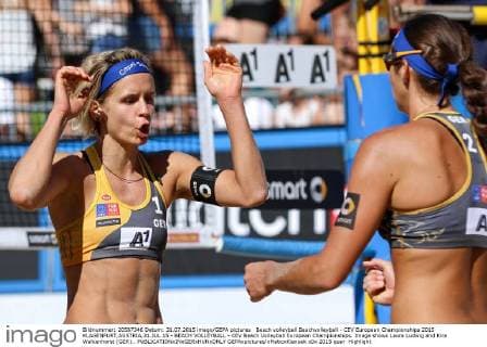 Beach volleyball Beachvolleyball - CEV European Championships 2015 KLAGENFURT,AUSTRIA,31.JUL.15 - BEACH VOLLEYBALL - CEV Beach Volleyball European Championships. Image shows Laura Ludwig and Kira Walkenhorst (GER).. GEPAxpictures xMaticxKlansek
