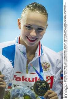 Podium Gold Medal TIMANINA Angelika RUS Russia Day9 01 08 2015 XVI FINA World Championships Aquatics Synchro ( Synchronschwimmen) Kazan Tatarstan July 24 - Aug. 9 2015 PasqualexMesiano