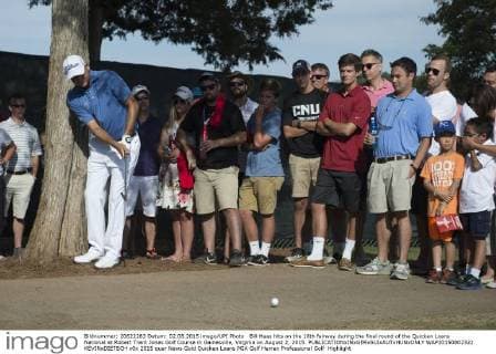 Bill Haas hits on the 16th fairway during the final round of the Quicken Loans National at Robert Trent Jones Golf Course in Gainesville, Virginia on August 2, 2015.  WAP20150802322 KEVINxDIETSCH