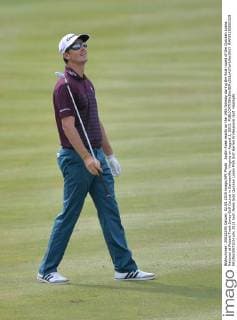 Justin Rose reacts on the 14th fairway during the final round of the Quicken Loans National at Robert Trent Jones Golf Course in Gainesville, Virginia on August 2, 2015.  WAP20150802329 KEVINxDIETSCH