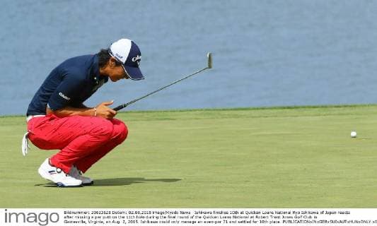 Ishikawa finishes 10th at Quicken Loans National Ryo Ishikawa of Japan reacts after missing a par putt on the 11th hole during the final round of the Quicken Loans National at Robert Trent Jones Golf Club in Gainesville, Virginia, on Aug. 2, 2015. Ishikawa could only manage an even-par 71 and settled for 10th place. 