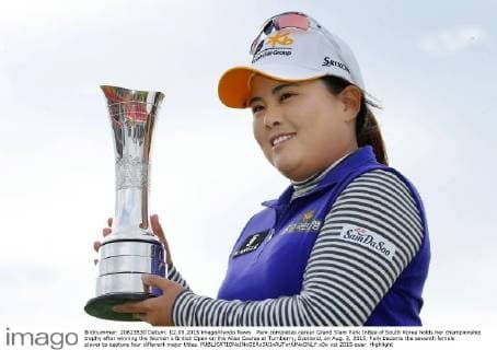 Park completes career Grand Slam Park InBee of South Korea holds her championship trophy after winning the Women s British Open on the Ailsa Course at Turnberry, Scotland, on Aug. 2, 2015. Park became the seventh female player to capture four different major titles. 