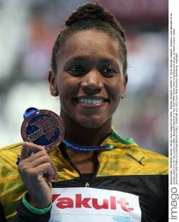 KAZAN, RUSSIA. AUGUST 4, 2015. Bronze medalist, Jamaica s Alia Atkinson at an awards ceremony for the women s 100m Breaststroke final at the 16th FINA World Swimming Championships, at Kazan Arena. Valery Sharifulin TASS  TS009184