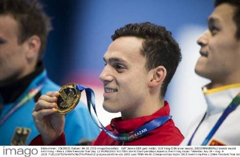 GUY James GBR gold medal, SUN Yang CHN silver medal, BIEDERMANN Paul bronze medal Swimming - Men s 200m freestyle final Day 12 04 08 2015 XVI FINA World Championships Aquatics Swimming Kazan Tatarstan July 24 - Aug. 9 2015 giorgioxperottino