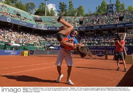 TENNIS - ATP Tennis Herren Generali Open 2015 KITZBUEHEL,AUSTRIA,05.AUG.15 - TENNIS - ATP World Tour, Generali Open. Image shows Hans Enn and Hannah Koeck. GEPAxpictures xHansxOsterauer