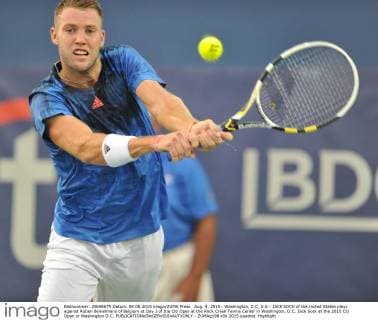 Aug. 4, 2015 - Washington, D.C, U.S - JACK SOCK of the United States plays against Ruben Bemelmans of Belgium at Day 2 of the Citi Open at the Rock Creek Tennis Center in Washington, D.C. Jack Sock at the 2015 Citi Open in Washington D.C. - ZUMAg196